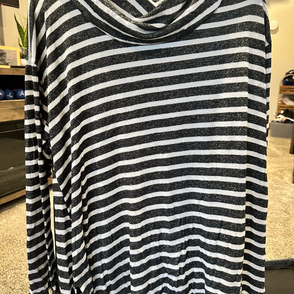 Lane Bryant Black and White Striped Blouse
